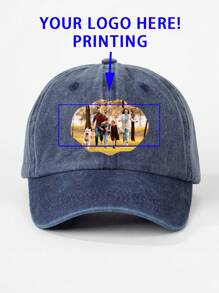 Customizable Photo Printed Baseball Cap, Unisex Washed Dad Hat For Outdoor Activities