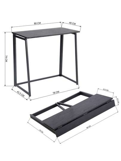 Meubles Cosy Foldable Computer Bureau Folding Tafel Size Workstation, Black, 80*40*74cm view 5