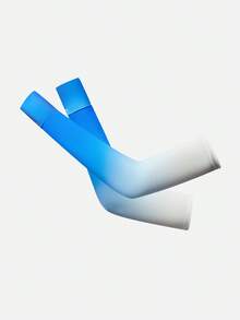 Balabala 兒童冰絲袖套男童防紫外線袖套女童手臂套夏季薄型防曬時尚款 - 藍白色 - 查看 2