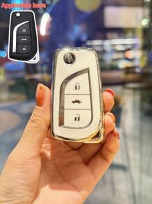 1pc Specialized TPU Car Key Case, Anti-Fall Folding Key Protection Cover, Fit For Toyota New Corolla, New Reiz And RAV4 Models
