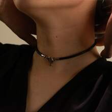 BLKSMTH BLKSMTH Women's Classic Black Leather OT Buckle Choker Necklace