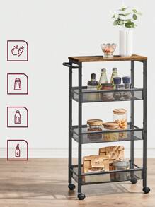 VASAGLE Storage Island & Carts - Brown - View 4