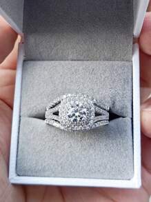 AIHUASI 3pcs/Set 925 Sterling Silver Wedding Rings Bridal Set For Women Engagement Set Blue Sapphire 6*6mm White Round Cut Cubic Zirconia Fine Jewelry Gift