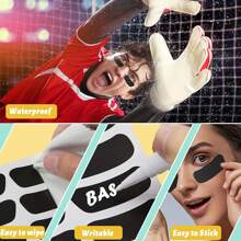 150pcs Sports Eye Black Stickers With Football, Baseball & Rugby Patterns, Anti-Glare And Breathable, Writable For Fans Game Theme Party - Black - View 8