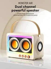 MA-C40便攜式戶外低音炮無線揚聲器，具有3D聲音、彩色燈光效果、TF卡插槽、可連接，創意設計 - 白色 - 查看 1