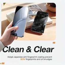2pcs Privacy Screen Protector Compatible With 17/17 Pro/17 Pro Max/17 Air/15/15 Pro Max, Fits 14/13/12 Pro Max Edge, 9H Tempered Glass Full Coverage Anti-Peep Screen Protector For 11/XR 6.1 Inch - Black - View 4