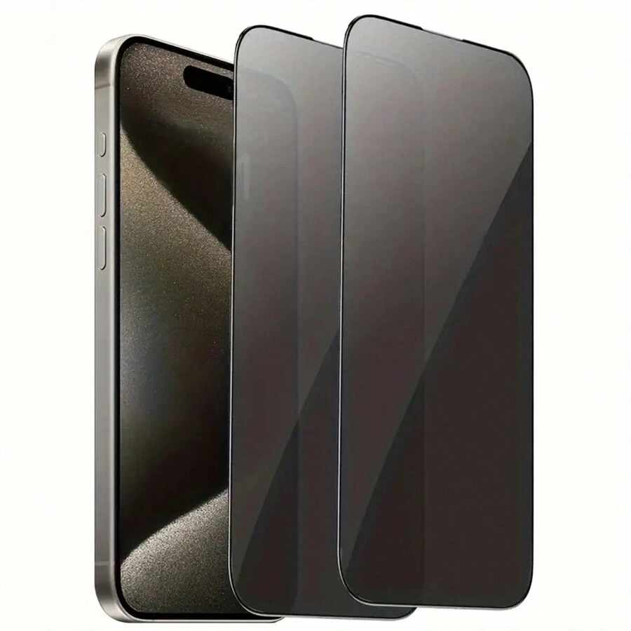 2pcs Privacy Screen Protector Compatible With 17/17 Pro/17 Pro Max/17 Air/15/15 Pro Max, Fits 14/13/12 Pro Max Edge, 9H Tempered Glass Full Coverage Anti-Peep Screen Protector For 11/XR 6.1 Inch - Black - View 1