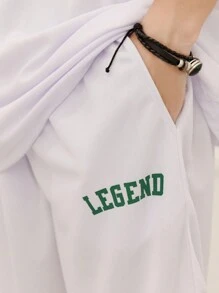 Boyfriend Style Men's Sports Suit Round Neck Letter & Number Print Short Sleeve Outdoor Sports Shorts Basketball Jersey - White - View 6
