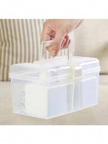 1 Hộp Bảo Quản Để Bàn Trong Suốt Có Tay Cầm, Hộp Đựng Đồ Ăn Nhẹ Cho Ô Tô, Hộp Tổ Chức Đồ Chơi - Trắng - Xem 3