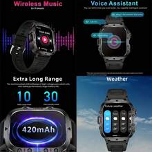 SENBONO Reloj inteligente deportivo para exteriores con llamada inalámbrica (responder/hacer llamadas), rastreador de ejercicios y deportes para hombres compatible con IOS y Android - Negro - Ver 7