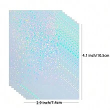 50张全息闪光贴纸，尺寸2.9*4.1英寸，透明全息闪光涂层，自粘乙烯基贴纸，返校用品 - sparkle - 查看 4