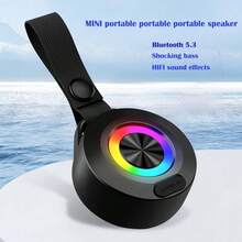 مكبر صوت بلوتوث محمول 5.0 بتصميم معلق، ستيريو عالي الدقة، أضواء RGB واطئة السطوع، مقاوم للماء IPX4، مناسب للرياضات الخارجية، الركوب، الألعاب، الاستماع إلى الموسيقى والصوت، قابل لإعادة الشحن مع عمر بطارية طويل.