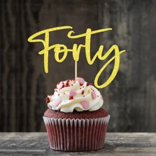 24 PCS 40th Birthday Cupcake Decoration 40 And Fabulous Cup Cake Topper - Gold - View 7