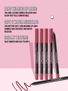 Misslyn Delineador de labios de larga duración, colores de labios ricos y de larga duración, lápiz labial de gel que se puede afilar, aplicación suave, acabado natural, se puede dar forma con un sacapuntas, maquillaje de labios natural muy pigmentado, suave y de larga duración