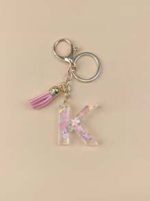 1 Peça de Chaveiro de Resina com Inicial, Ornamentos Feitos à Mão, Adequado para Bolsas, Acessórios, Encantos, Acessórios de Telefone Celular de Mulheres, Conchas de Borboleta, Lantejoulas em Forma de Estrela, Acessórios Escolares de Carro, Acessórios Góticos Fofos Y2k, Ideias de Presentes para o Dia dos Professores e Natal