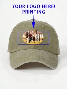 Customizable Photo Printed Baseball Cap, Unisex Washed Dad Hat For Outdoor Activities