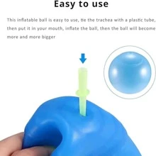 Qtzemuy 1pc Transparent Inflatable Bounce Ball, Beach Ball, Water-Filled Elastic Bubble Ball, Water Balloon, Soft Gel Inflatable Ball - Blue With Pump - Blue - View 2