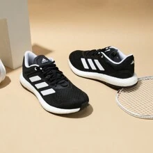 Adidas PureBOOST Q2 Shock-Absorbing Lightweight Breathable Mesh Running Shoes GX4705, Unisex - Black and White - View 1