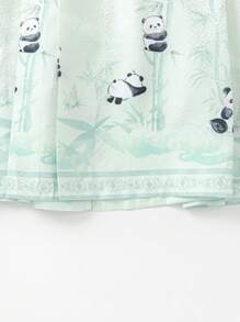 Balabala Set din două piese în stil național 2024 Summer Panda Han Elements Costum pentru copii Fusta cu față de cal Fustă în stil chinezesc nou