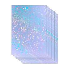 50 Blatt Zerbrochenes Glas Holografischer Aufkleber Papier 2.9*4.1 Inch Glitzer Klar Holografisches Überlaminierungsfilm Selbstklebende Vinyl Blätter Schulanfang, Schulanfang, Schulmaterial
