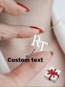 Customized Stainless Steel Personalized Necklace With Initials, Name Pendant, Christmas And Mother's Day Gift Jewelry - Silver - View 1