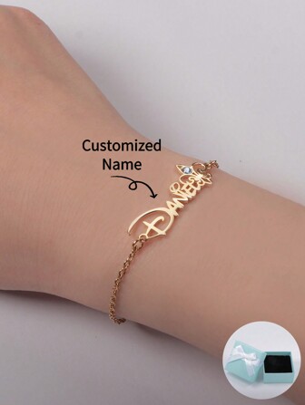 Customized Personalized Gemstone Bracelet With English Text, Mother's Day Gift, Valentine's Day Gift, Father's Day Gift, Anniversary Celebration Gift, Graduation Ceremony Gift, Christmas Gift And Festival Blessing Gift, Festival Celebration High-End Gift Stylish,Fall Fashion,Contracted,Simple,Casual,Old Money,Vintage Custom,Personalized,Unique Ideal Gifts For Her Girlfriend,Mom,Family,Friends,Daughter For Anniversaries,For Birthdays,For Daily Wear,For Prom,For Mother's Day,For Valentine's Day,For Graduation,For Weddings,New Year Glamour