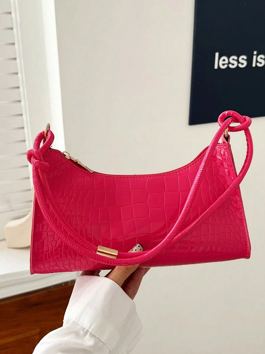 حقيبة كروس بودي نسائية جديدة إصدار ربيع صيف 2024 , حقيبة بطراز أسفل الذراع باحتواء على لون سادة أنيقة، حقيبة باجيت خفيفة الوزن للأعمال الرسمية والاجتماعية، مناسبة للطلاب الجامعيين والمبتدئين والموظفين، مناسبة للاستخدام في المكتب والمدرسة والعمل والتنقل والخروجات - روز أحمر - مشاهدة 1