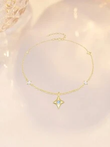 1 pieza Pulsera de lujo de estrella de ópalo de plata esterlina 925 Infinito chapado en oro de 18K Regalo de joyería de cumpleaños para niñas, adolescentes, mujeres, novia e hija