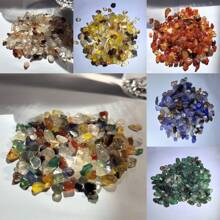 100g混色彩虹石頭顆粒，DIY手工藝品必備，包括天然瑪瑙、閃石和水晶石 - 彩色 - 查看 2
