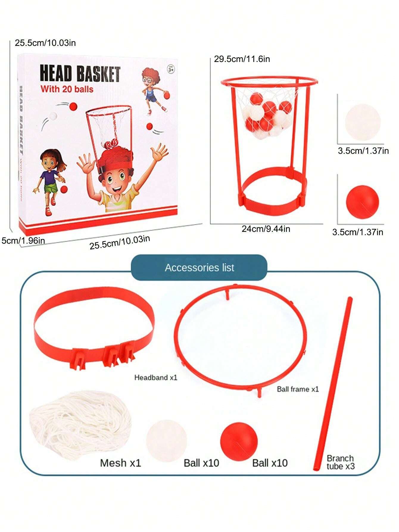 2sets Head Hoop Basketball Party Game For Kids And Adults, Adjustable