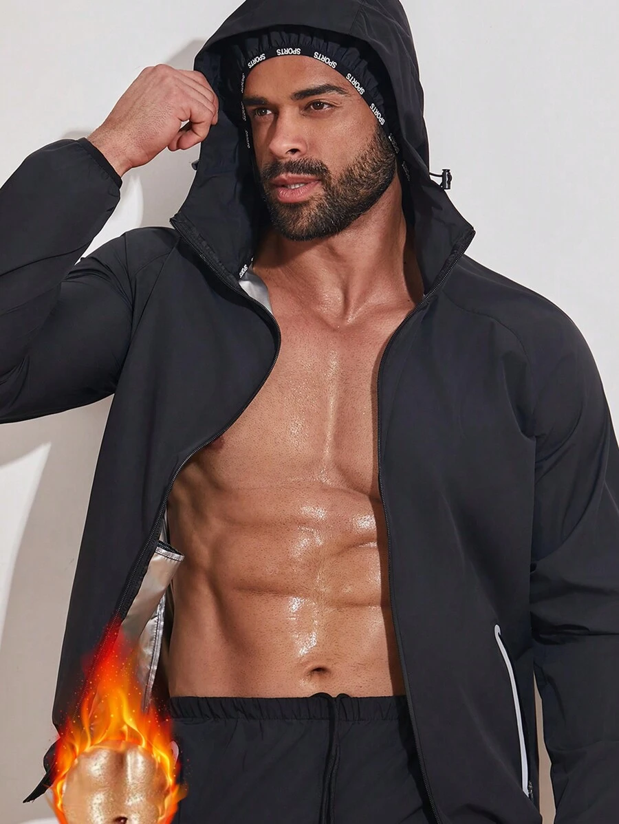 Plus Size Sauna Suit For Men, Fitness Gym Training Weight Loss Fat Burning Running Jacket