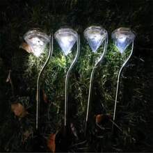 4 piezas Luz solar LED de cristal en forma de arco para jardín, adecuada para hermosos caminos y céspedes al aire libre