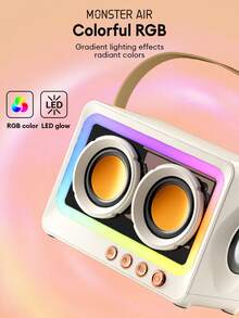 MA-C40便攜式戶外低音炮無線揚聲器，具有3D聲音、彩色燈光效果、TF卡插槽、可連接，創意設計 - 白色 - 查看 2