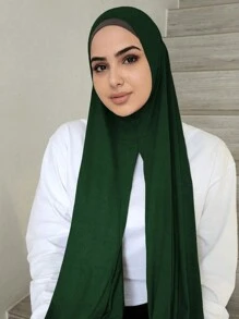 1pc Women's Solid Color Comfortable Stretchy Scarf Hijab Headscarf, Fashionable And Simple, Convenient, Suitable For All Seasons For Abaya Daily Under Cap Veiled Clothes