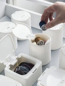1pc Desktop Snap-On Storage Box, Mini Desktop Organizer Box, Clean Swab Box, Small Items Storage Box, Jewelry Storage Box, Plastic Covered Storage Bucket, Clean Swab Box, Dust-Proof Small Items Organizer