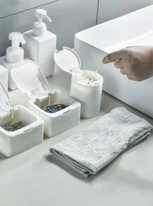 1pc Desktop Snap-On Storage Box, Mini Desktop Organizer Box, Clean Swab Box, Small Items Storage Box, Jewelry Storage Box, Plastic Covered Storage Bucket, Clean Swab Box, Dust-Proof Small Items Organizer