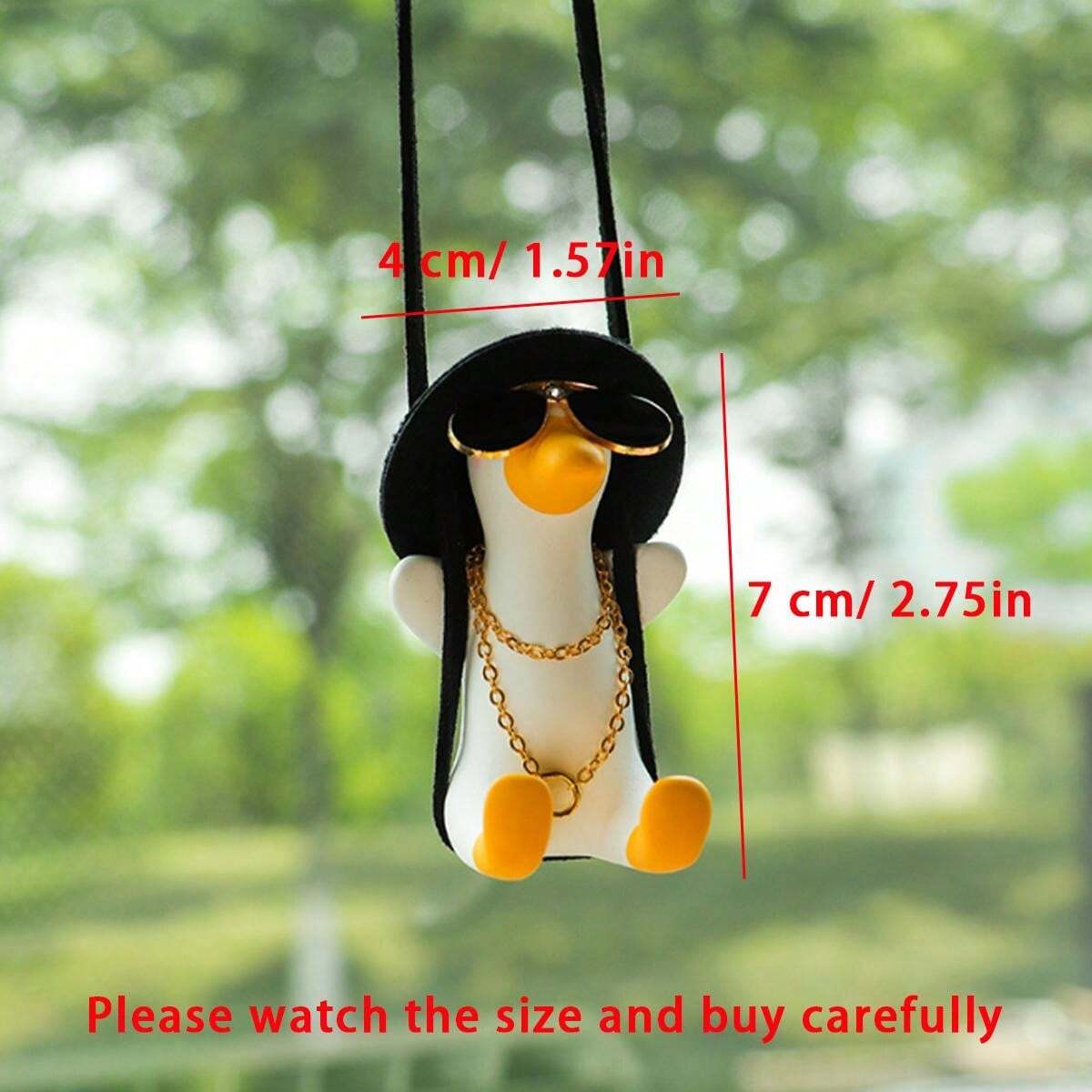 Pendentif Canard Oscillant Pour Rétroviseur - Décoration Voiture Amusante - Cadeau Original (Blanc-Jaune)
