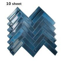 shiny home 10pcs Herringbone 3D Self-Adhesive Wall Tile, Heat Resistant Peelable Kitchen Backsplash, Waterproof Bathroom Wall Tile Sticker, RV Convenient Wall Tile, Home Decor - Multicolor - View 15