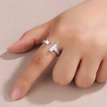 1件戒指，歐美新款簡約時尚精美大方微鑲開口戒指，適合女性婚禮、訂婚、派對、生日、情人節禮物，手部珠寶 - 開口戒指 - 查看 8