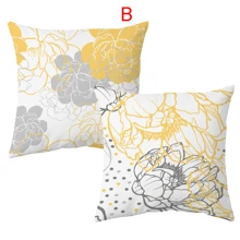 2 piezas de fundas de almohada impresas con margaritas geométricas, estilo nórdico, cuadradas de poliéster, impresión de un solo lado, suaves, funda de almohada de protección lumbar, adecuadas para todas las estaciones, días festivos, fiestas, oficinas, sofás, habitaciones, salas de estar, decoración de casas de campo.
