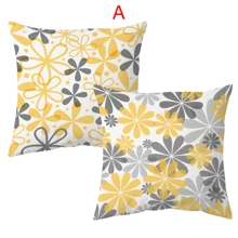 2 piezas de fundas de almohada impresas con margaritas geométricas, estilo nórdico, cuadradas de poliéster, impresión de un solo lado, suaves, funda de almohada de protección lumbar, adecuadas para todas las estaciones, días festivos, fiestas, oficinas, sofás, habitaciones, salas de estar, decoración de casas de campo.