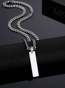 Punk Stainless Steel Carved Men Name Necklace, Customized Name Date Pendant, Men Jewelry Gift