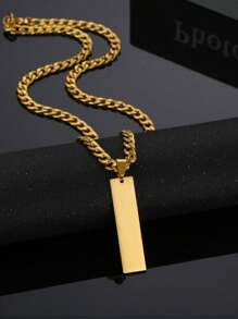 Punk Stainless Steel Carved Men Name Necklace, Customized Name Date Pendant, Men Jewelry Gift
