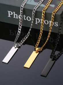 Punk Stainless Steel Carved Men Name Necklace, Customized Name Date Pendant, Men Jewelry Gift