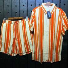 Men Shirt Co-Ords - 珊瑚橙 - 查看 2
