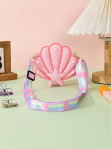 1pc New Cartoon Cute Seashell Silicone Shoulder Messenger Coin Purse For Kids - A - View 3