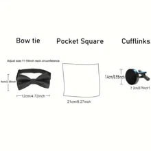 4pcs Formal Pre-Tied Bow Ties & Pocket Square & Cufflinks Set, For Wedding Party Business,Accessories,Festival - Multicolor - View 11