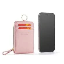 CarrKen 1入女士簡約超薄錢包，雙折多卡位信用卡套，拉鍊包手拿包，女孩的生日禮物