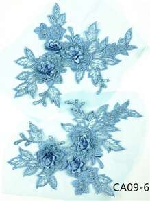 2pcs Colorful Organza 3D Floral Embroidered Applique Patches For DIY Clothing Shoes Hat Decoration Sewing Craft