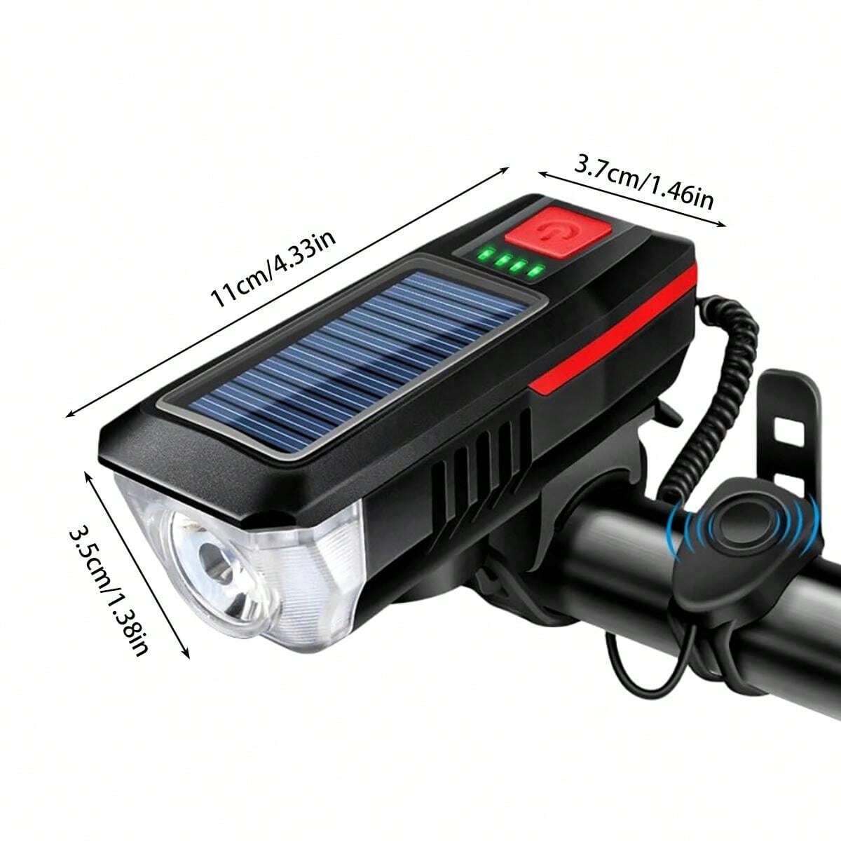 Luz Delantera Para Bicicleta Con Bocina USB Recargable - 4 Modos LED, 1800mAh, Impermeable IPX4